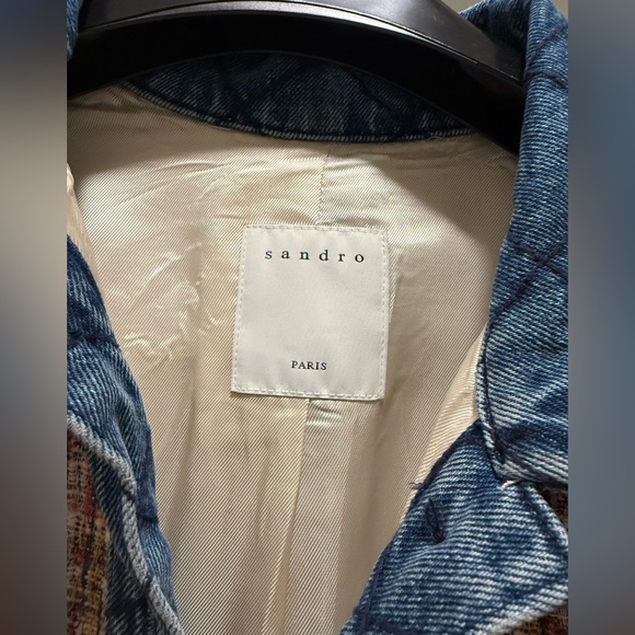 Sandro Christine Quilted Trim Tweed Jacket - Picture 3 of 7